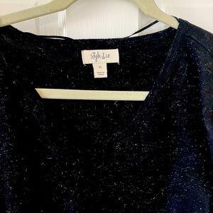 Sweater with Silver Thread, V-Neck with Bell sleeves